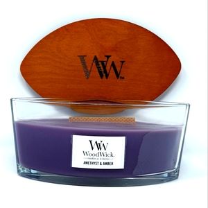 Amethyst and Amber Woodwick Ellipse Candle, New, Never Burned, Yankee Candle